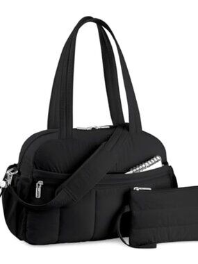 Puffy Carry On Travel Duffel Bag with Wet Pocket - Nylon Overnight Weekender